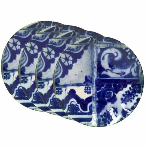 Costa Nova - Lisboa Blue Tile Bread Plate Set 4pce 17cm 3 Costa Nova - Lisboa Blue Tile Bread Plate Set 4pce 17cm