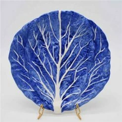 Zanatta - Dutch Blue Chard Dessert Dish W/White Relief 26cm