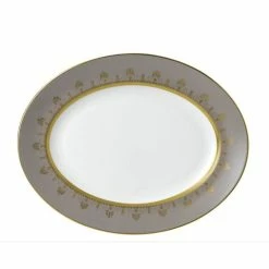 Wedgwood - Anthemion Grey Oval Platter 35cm