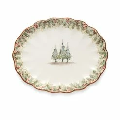 Arte Italica - Natale Scalloped Oval Platter 38cm