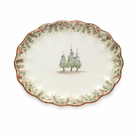 Arte Italica - Natale Scalloped Oval Platter 38cm 3 Arte Italica - Natale Scalloped Oval Platter 38cm