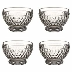 Villeroy & Boch V&B - Boston Clear Crystal Glass Faceted Bowl Set 4pcs