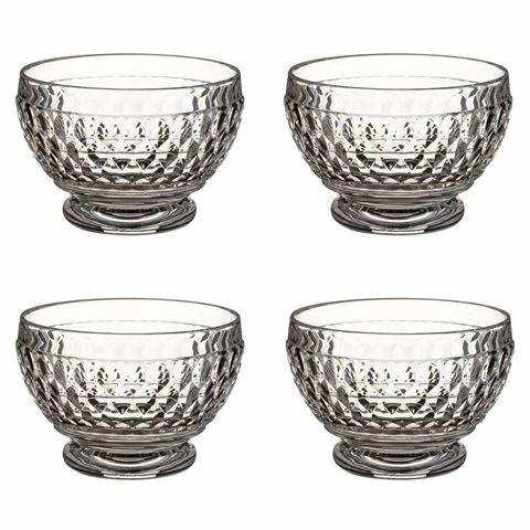 Villeroy & Boch V&B - Boston Clear Crystal Glass Faceted Bowl Set 4pcs 3 Villeroy & Boch V&B - Boston Clear Crystal Glass Faceted Bowl Set 4pcs