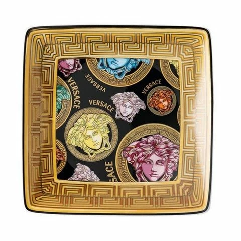 Rosenthal - Versace Medusa Amplified Multicoloured Coin Square Dish 12cm 3 Rosenthal - Versace Medusa Amplified Multicoloured Coin Square Dish 12cm