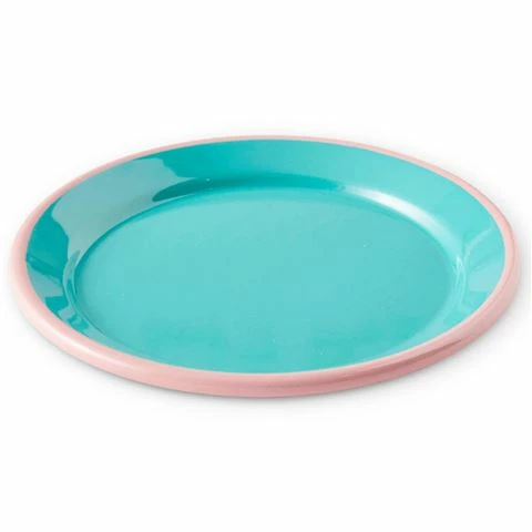 Kip & Co - Sole Block Enamel Plate Set Turquoise 25cm 2pce 3 Kip & Co - Sole Block Enamel Plate Set Turquoise 25cm 2pce
