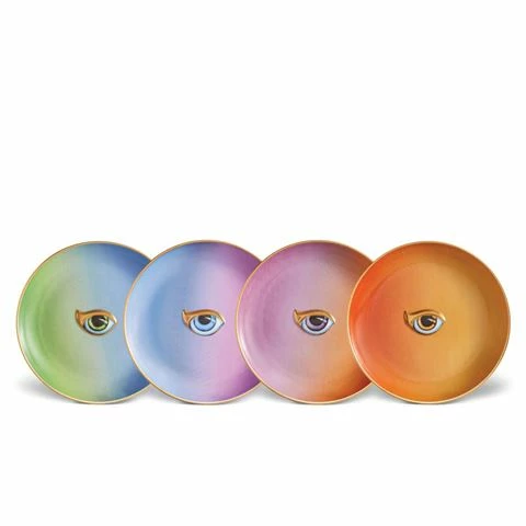 L'Objet - Lito Eye Canape Plate W/Assorted Colours Set 4pce 3 L'Objet - Lito Eye Canape Plate W/Assorted Colours Set 4pce