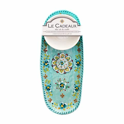 Le Cadeaux - Madrid Bowl & Tray Turquoise Set 2pce 3 Le Cadeaux - Madrid Bowl & Tray Turquoise Set 2pce