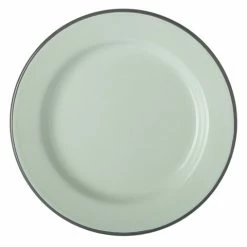 Falcon - Enamel Dinner Plate Pastel Blue & Grey Rim 26cm