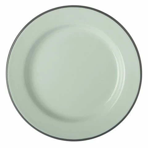 Falcon - Enamel Dinner Plate Pastel Blue & Grey Rim 26cm 3 Falcon - Enamel Dinner Plate Pastel Blue & Grey Rim 26cm