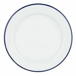 Falcon - Enamel Side Plate White & Blue 20cm