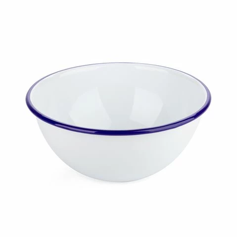 Falcon - Enamel Deep Cereal Bowl White & Blue 16cm 3 Falcon - Enamel Deep Cereal Bowl White & Blue 16cm