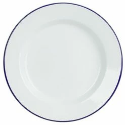 Falcon - Enamel Dinner Plate White & Blue 30cm