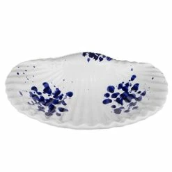 Ivory House - Scallop Splatter Bowl Blue & White