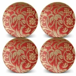 L'Objet - Fortuny Uccelli Dessert Plates Red Set 4pce
