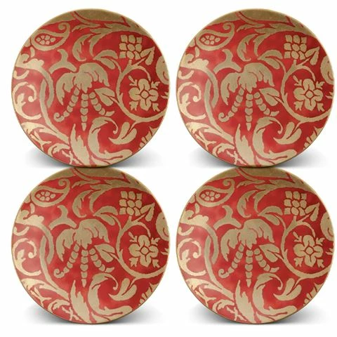 L'Objet - Fortuny Uccelli Dessert Plates Red Set 4pce 3 L'Objet - Fortuny Uccelli Dessert Plates Red Set 4pce