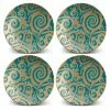 L'Objet - Fortuny Maori Dessert Plates Teal Set 4pce -Ecology Shop 591854 Large