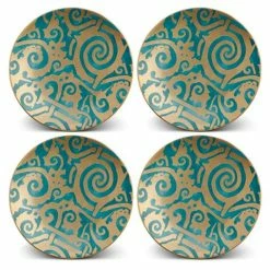L'Objet - Fortuny Maori Dessert Plates Teal Set 4pce