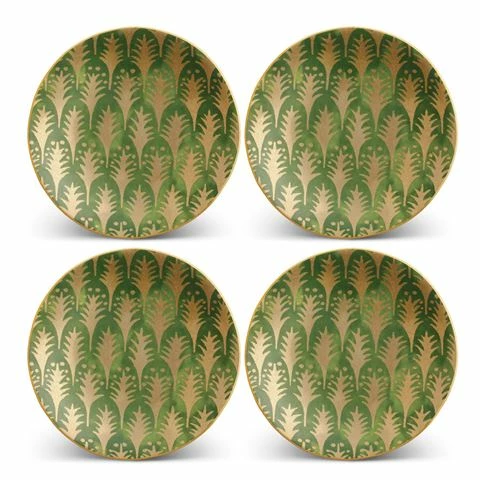 L'Objet - Fortuny Piumette Canape Plates Green Set 4pce 3 L'Objet - Fortuny Piumette Canape Plates Green Set 4pce