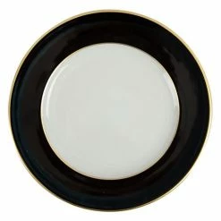 Limoges - Legle Black Bread & Butter Plate W/Gold Trim