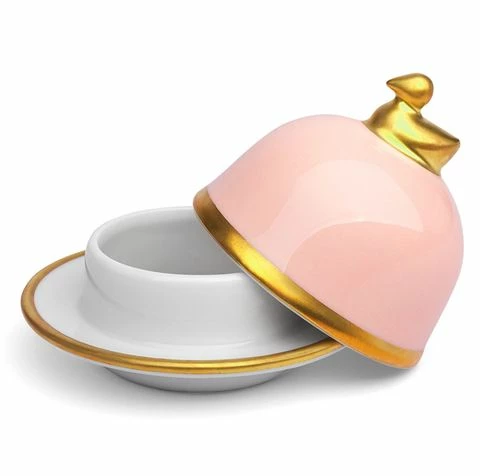 Limoges - Legle Rose Petal Butter Dish Gold Rim 3 Limoges - Legle Rose Petal Butter Dish Gold Rim