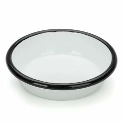 Falcon - Enamel Round Desert Dish White & Black 12cm