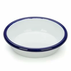 Falcon - Enamel Round Desert Dish White & Blue 12cm