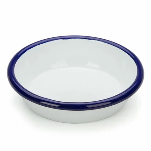 Falcon - Enamel Round Desert Dish White & Blue 12cm 3 Falcon - Enamel Round Desert Dish White & Blue 12cm