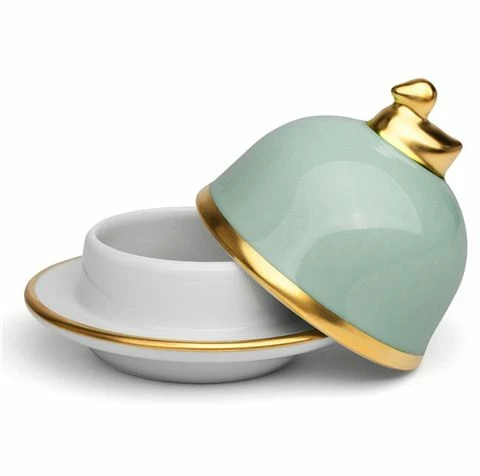 Limoges - Legle Pastel Blue Butter Dish Gold Rim 3 Limoges - Legle Pastel Blue Butter Dish Gold Rim